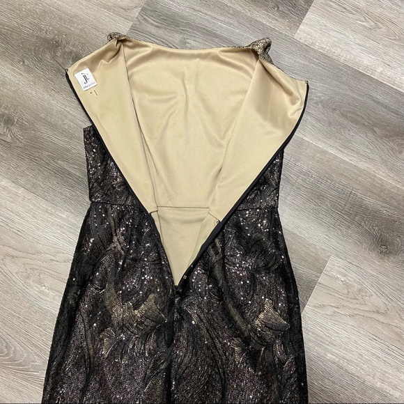 Julia Jordan Sleeveless Black Lace Nude Underlayer Sequins Sheath Dress Size 8 - Picture 6 of 7